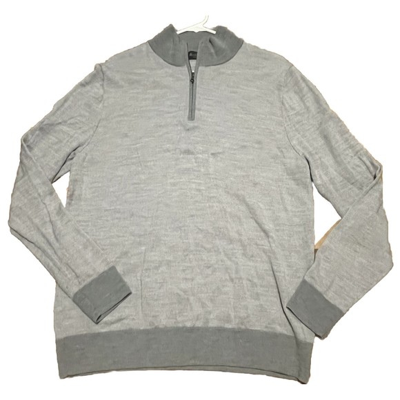 Brooks Brothers Mens L Washable 100% Merino Wool 1/4 Zip Knit‎ Pullover Sweater - Picture 1 of 7
